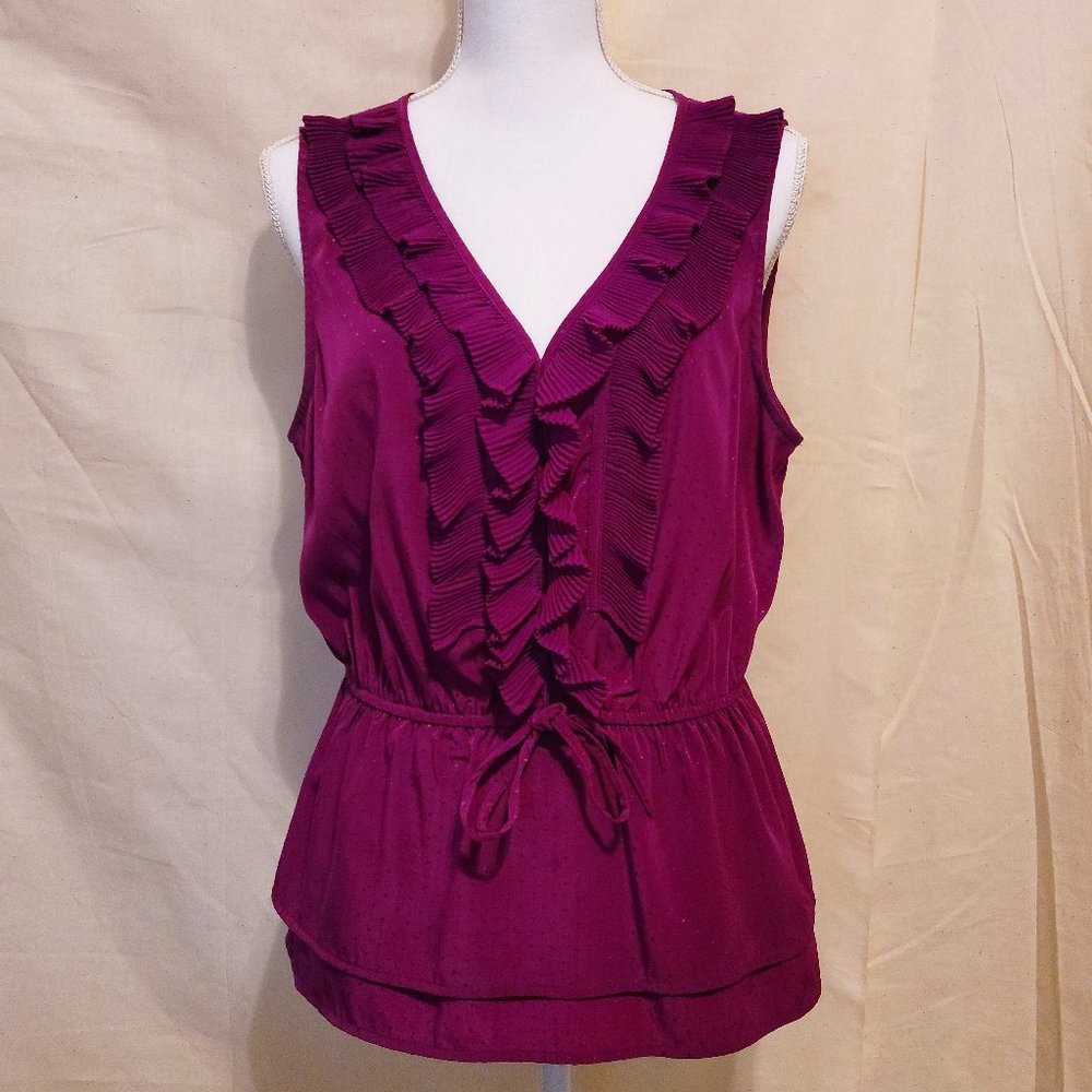 ELLE Purple Sleevless Ruffle Blouse with Peplum